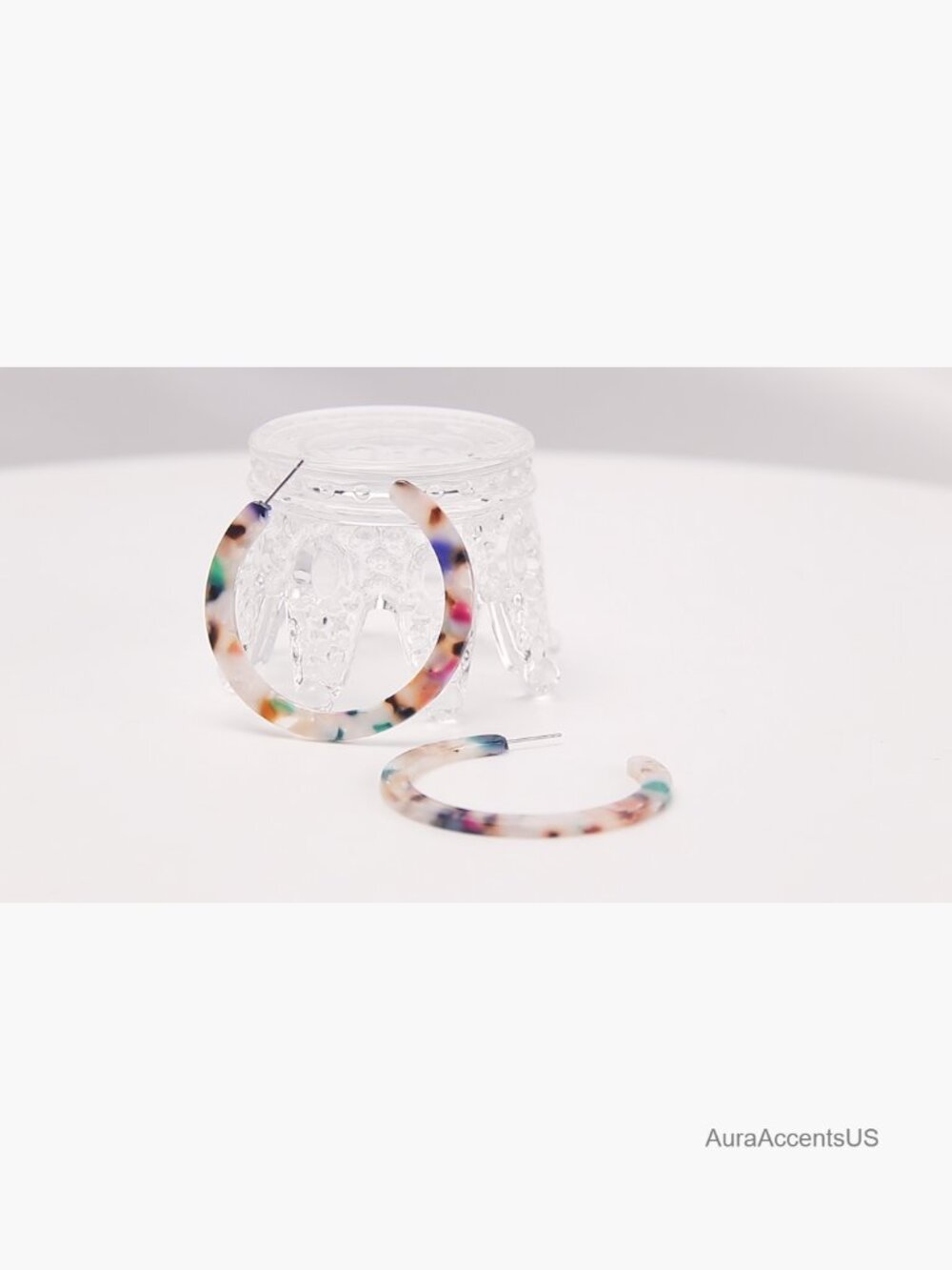 4 Pairs Acrylic Hoop Earrings - Tortoise Shell Statement Jewelry Set - Picture 7 of 7